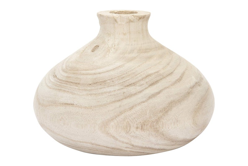 Creative Co-Op Small Paulownia Wood Vase (Each one Will Vary) - Image 1